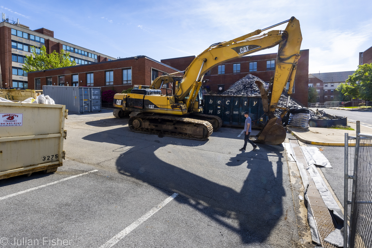 digger outside a school